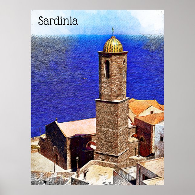 Poster Belle Sardaigne Italie Ile Méditerranée (Devant)