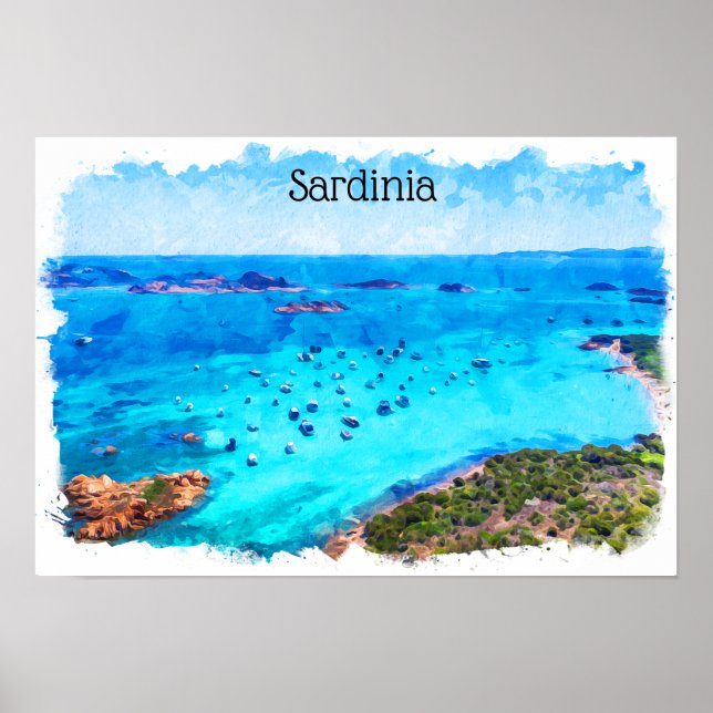 Poster Belle Sardaigne Italie Paysage méditerranéen (Devant)