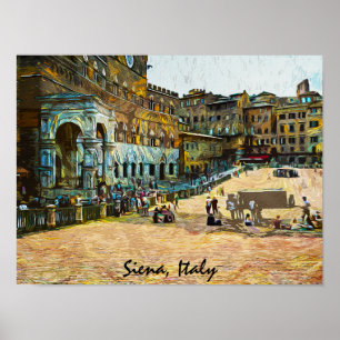 Poster Belle Siena Italie Ville Peinture à l'huile