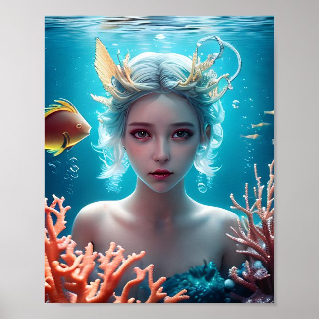 Poster Belle Sirène Sous L'Eau (Devant)