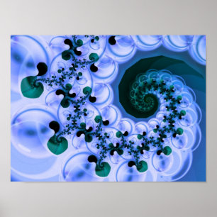 Poster Belle Spirale Bleue Belle Fractale Art