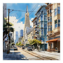 Belle stylo et croquis d'encre de San Francisco