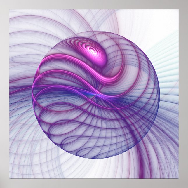 Poster Belle Swing Moderne Art Fractal Abstrait Rose (Devant)