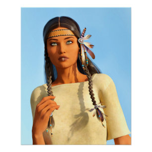 Poster Belle tenue autochtone amérindienne