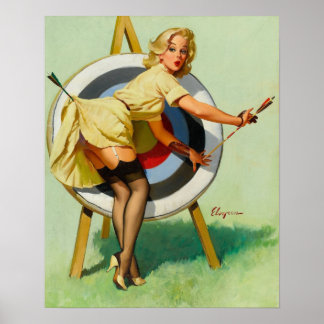 Poster Belle Tir À L'Arc - Retro Pin Up Girl