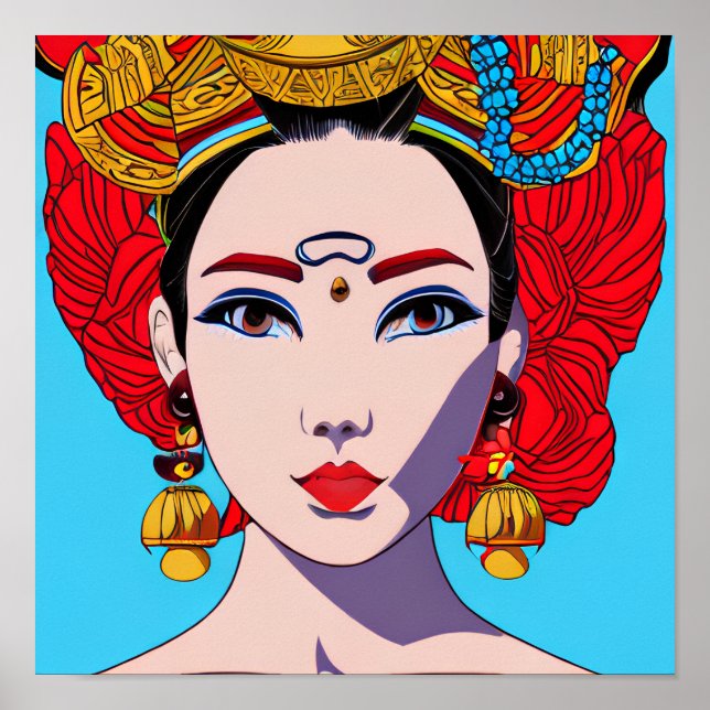 Poster Belle Tribale Femme Stylish Haute Couture Anime (Devant)