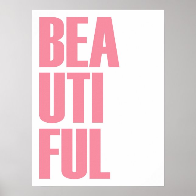 Poster Belle Typographie Minimaliste Rose (Devant)