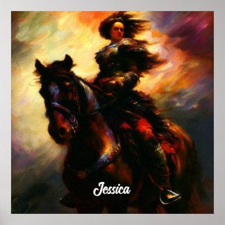 Poster Belle Valkyrie à cheval