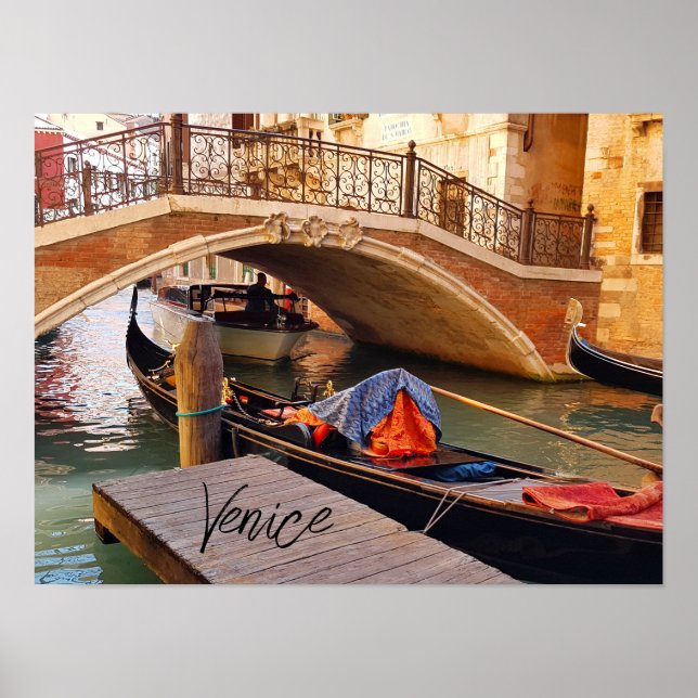 Poster Belle Venise Italie Canal bateau Voyage (Devant)