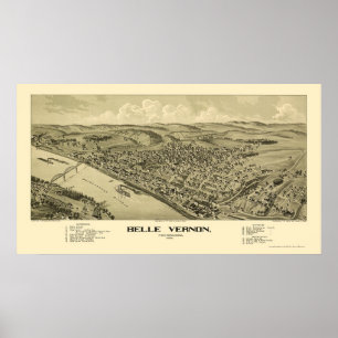 Poster Belle Vernon, carte panoramique de PA - 1902