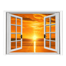 Belle vue de fenêtre Coucher de soleil Faux