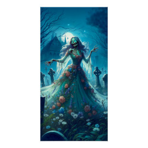 Poster Belle Zombie dans le cimetière