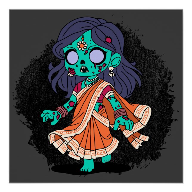Poster Belle Zombie indienne (Devant)