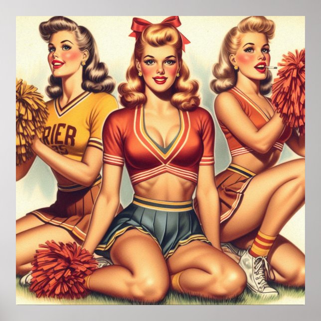 Poster Belles Cheerleaders vintages (Devant)