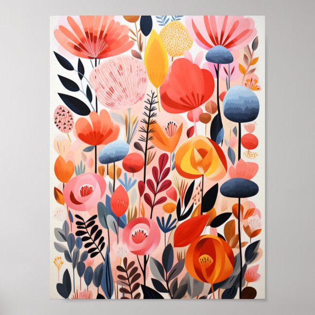 Poster Belles Fleurs Abstraites (Devant)