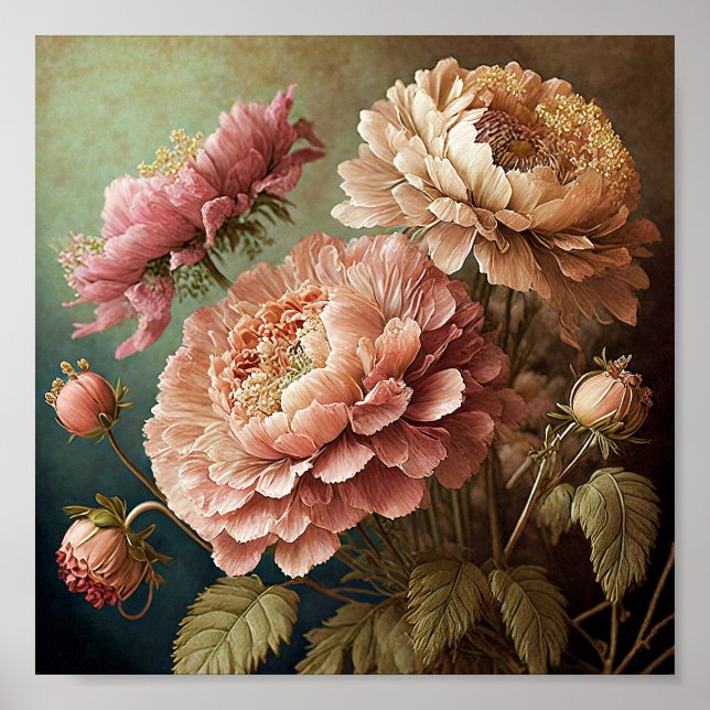 Poster Belles fleurs vintage (Devant)