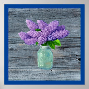 Poster Belles Lilacs En Mason Jar Rustique