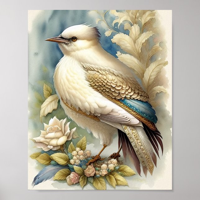 Poster Belles plumes d'impression d'oiseaux Roses doux ne (Devant)