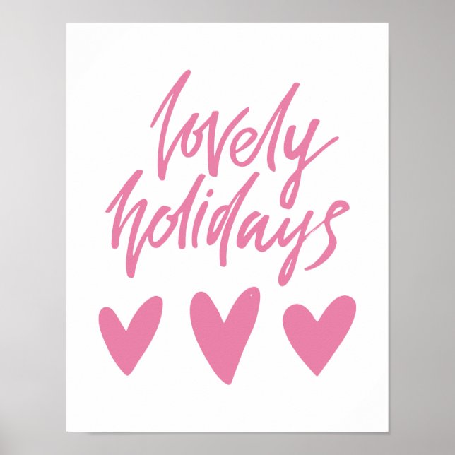 Poster Belles vacances | Coeurs roses Noël (Devant)