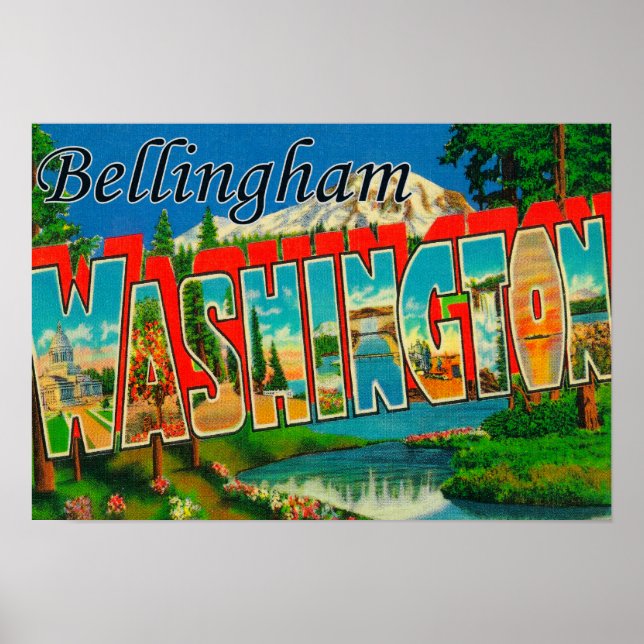 Poster Bellingham, Washington - Scènes de grandes lettres (Devant)