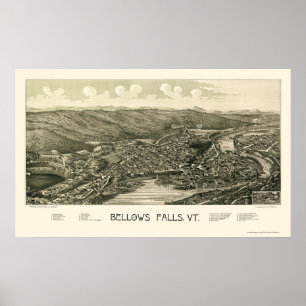 Poster Bellows Falls, VT Panoramic Map - 1880