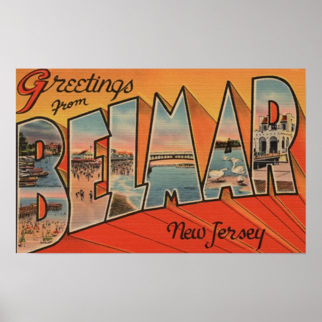Poster Belmar, New Jersey - Scènes de grandes lettres (Devant)