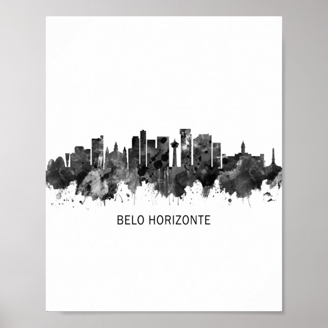 Poster Belo Horizonte Brésil Skyline BW (Devant)