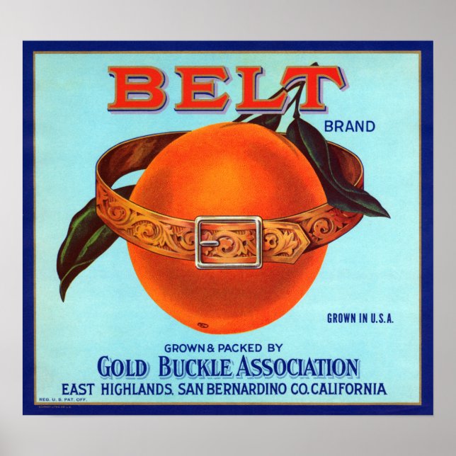 Poster Belt Brand California Oranges (Devant)