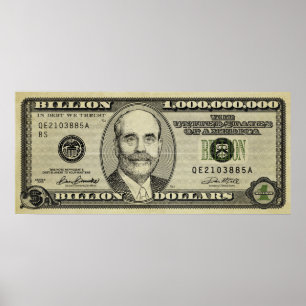 Poster Ben Bernanke milliard de copie de billet de banque