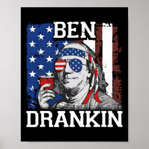 Poster Ben Drankin drôle du 4 juillet Drapeau américain d