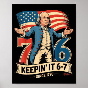 Poster Ben Franklin 67 Mème Keen Ça 7-6 Prof d'Histoire S