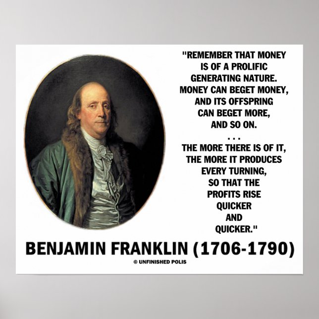 Poster Ben Franklin Argent Prolifique Générer La Nature (Devant)