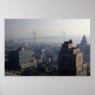 Poster Ben Franklin Bridge Delaware River Suspension 1970