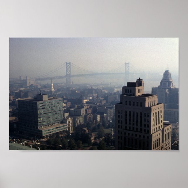 Poster Ben Franklin Bridge Delaware River Suspension 1970 (Devant)