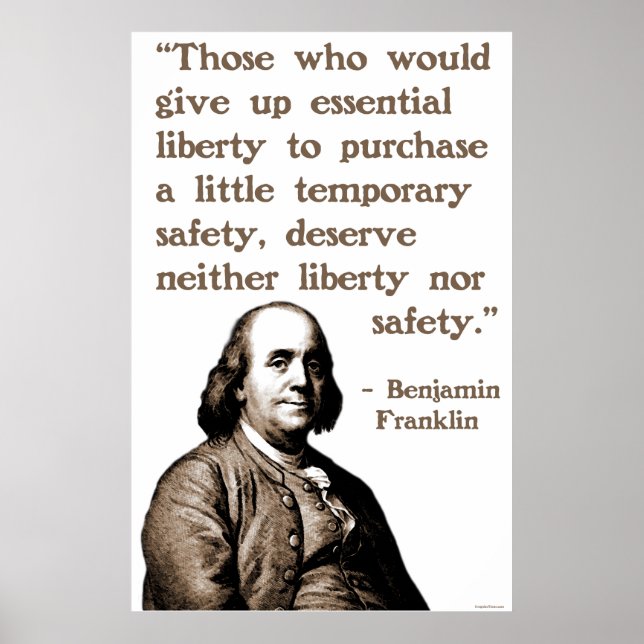Poster Ben Franklin sur la liberté et la sécurité (Devant)