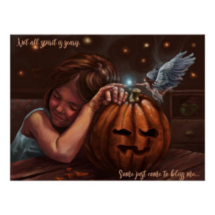 Poster Bénédiction angélique halloween art mignon
