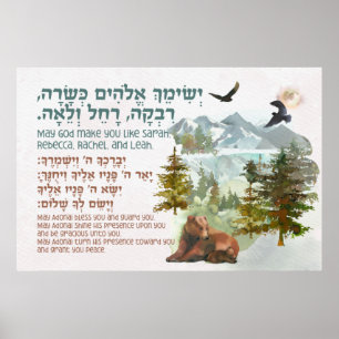Poster Bénédiction Hébraïque pour la Chambre de Nursery d