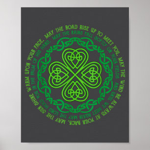 Poster Bénédiction irlandaise Nœud celtique & Trèfle à 4