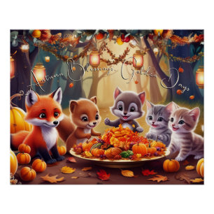 Poster Bénédictions d'automne Feuille d'or Animaux Citrou