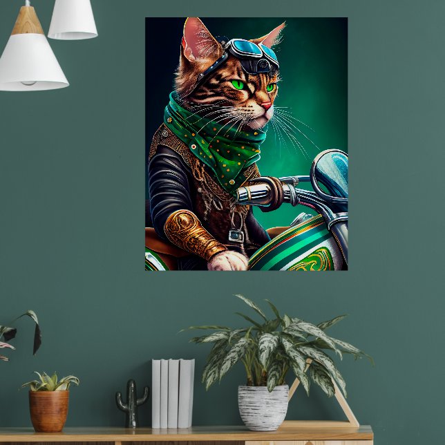Poster Bengal Chat conduire vélo St. Patrick's Day (Salon 1)