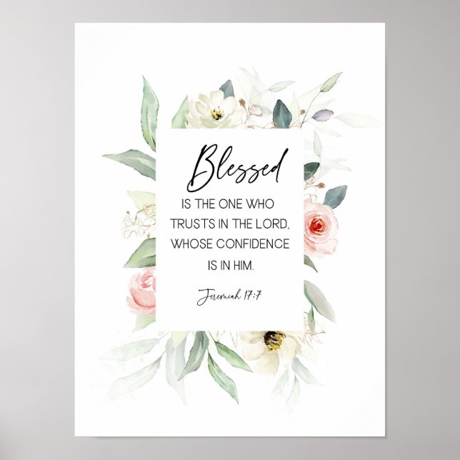 Poster Béni Est Celui, Jérémie 17:7, La Bible Verse Wal (Devant)