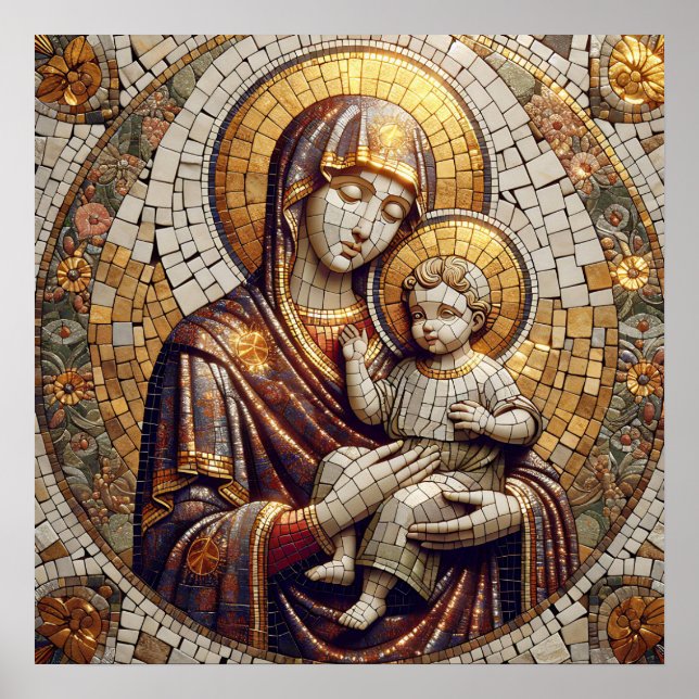 Poster Béni Mère Marie et Bébé Jésus | Religoie (Devant)