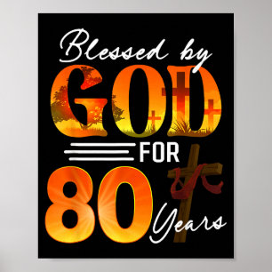 Poster Béni par Dieu pour 80 ans Cadeau 80e anniversaire