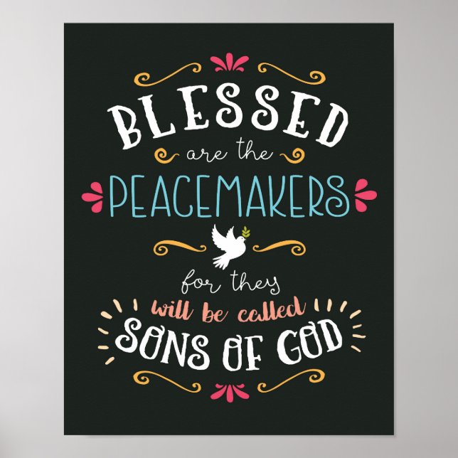 Poster Béni sont les Peacemakers Art Print (Devant)