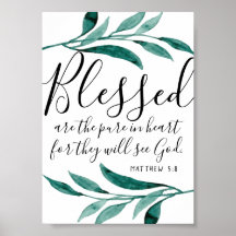 Béni sont les Pure in Heart Scripture Print