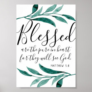Poster Béni sont les Pure in Heart Scripture Print