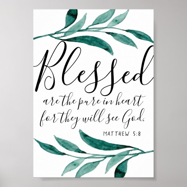 Poster Béni sont les Pure in Heart Scripture Print (Devant)