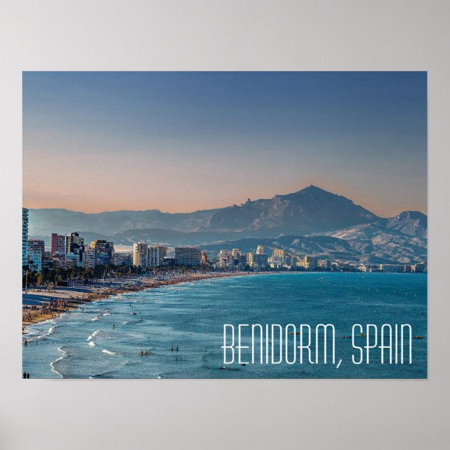 Poster Benidorm, Espagne photo de la côte Carte postale (Devant)