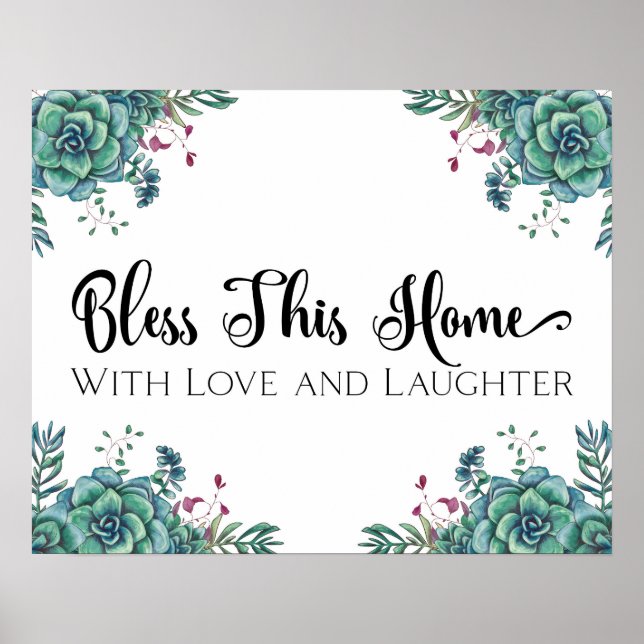 Poster Bénissez cette maison avec amour et rire Imprimer (Devant)