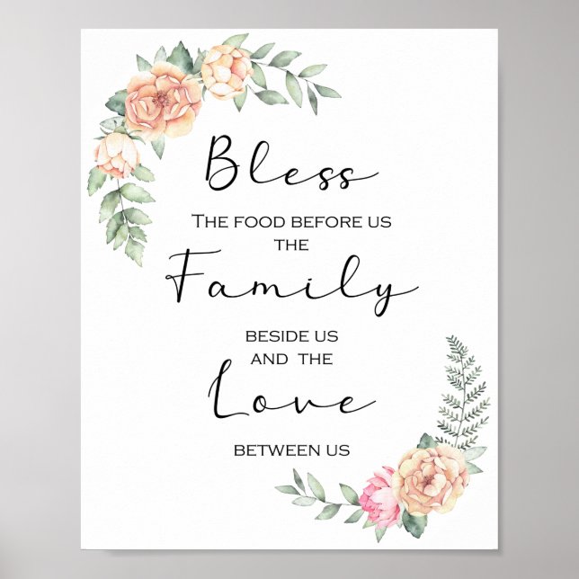 Poster Bénissez la nourriture devant nous Prière de cuisi (Devant)